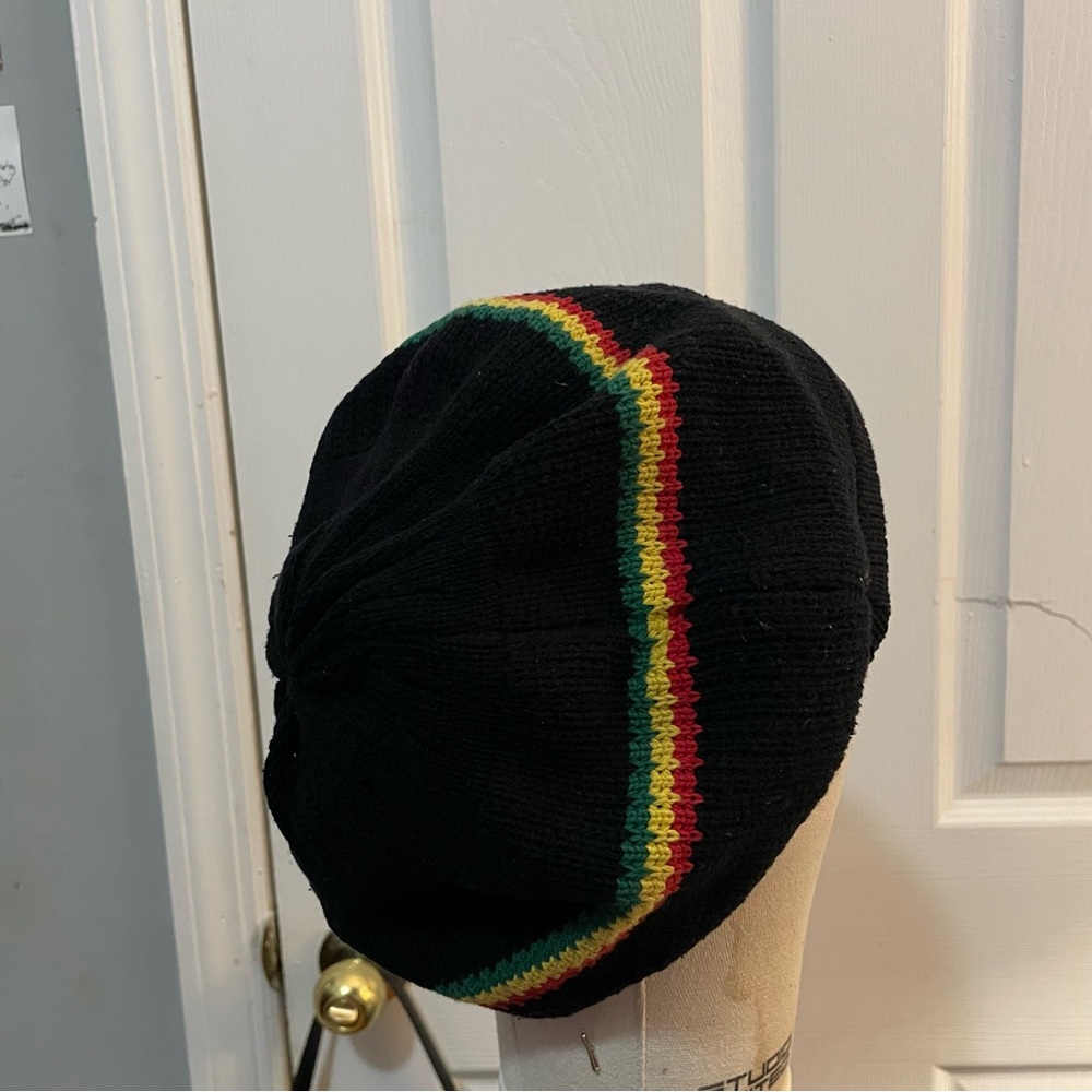 Black Rasta Stripe Knit Beanie